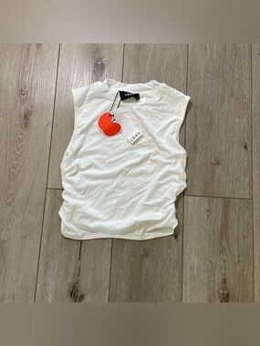 NWT Cider White Shirred Muscle Tank Top Large - Trending Core Aesthetic
